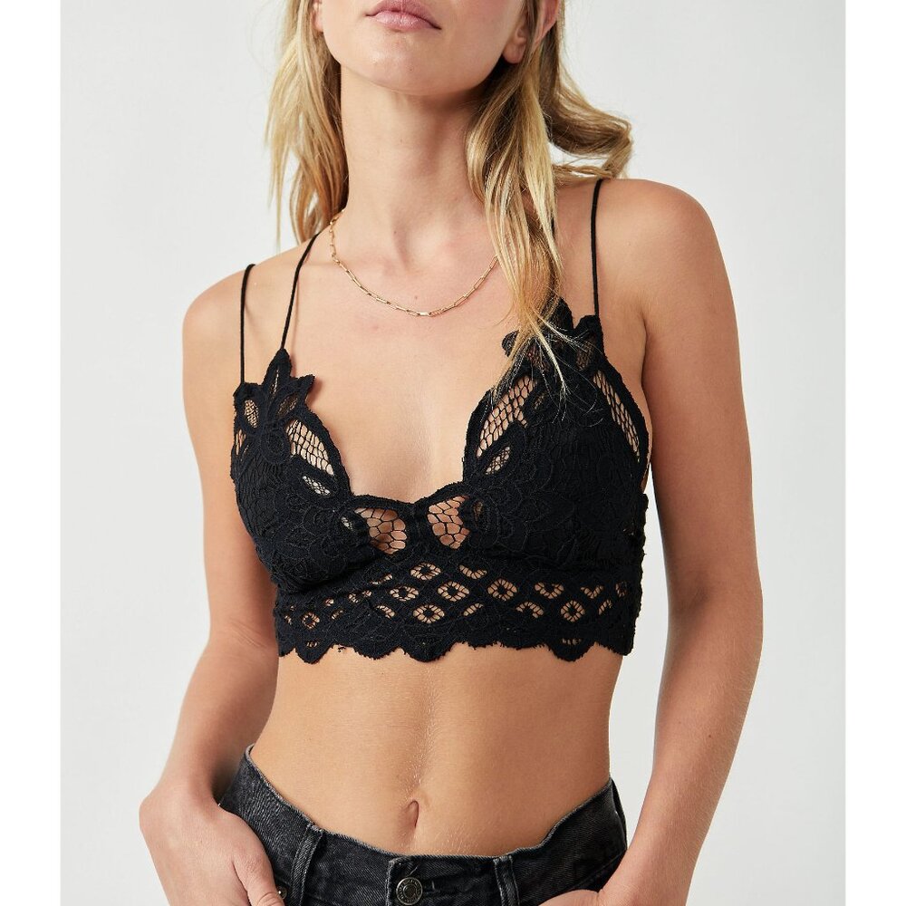 Free People Black Floral Lace Bralette